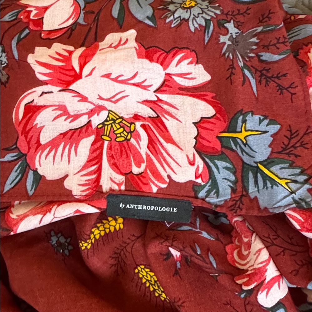 Anthropologie Burgundy Floral Scarf - Picture 2 of 4